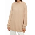 thumbnail image 2 of Women'S Crew Neck Sweater Long Sleeve Lantern Sleeve Hollow Knit Loose Casual Sweater Apricot S, 2 of 9