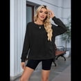 thumbnail image 4 of Sudadera Informal de Cuello Redondo para Mujer, Holgada, Suave y de Larga Negro XXL, 4 of 9
