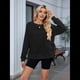 thumbnail image 4 of Sudadera Informal de Cuello Redondo para Mujer, Holgada, Suave y de Larga Negro S, 4 of 9