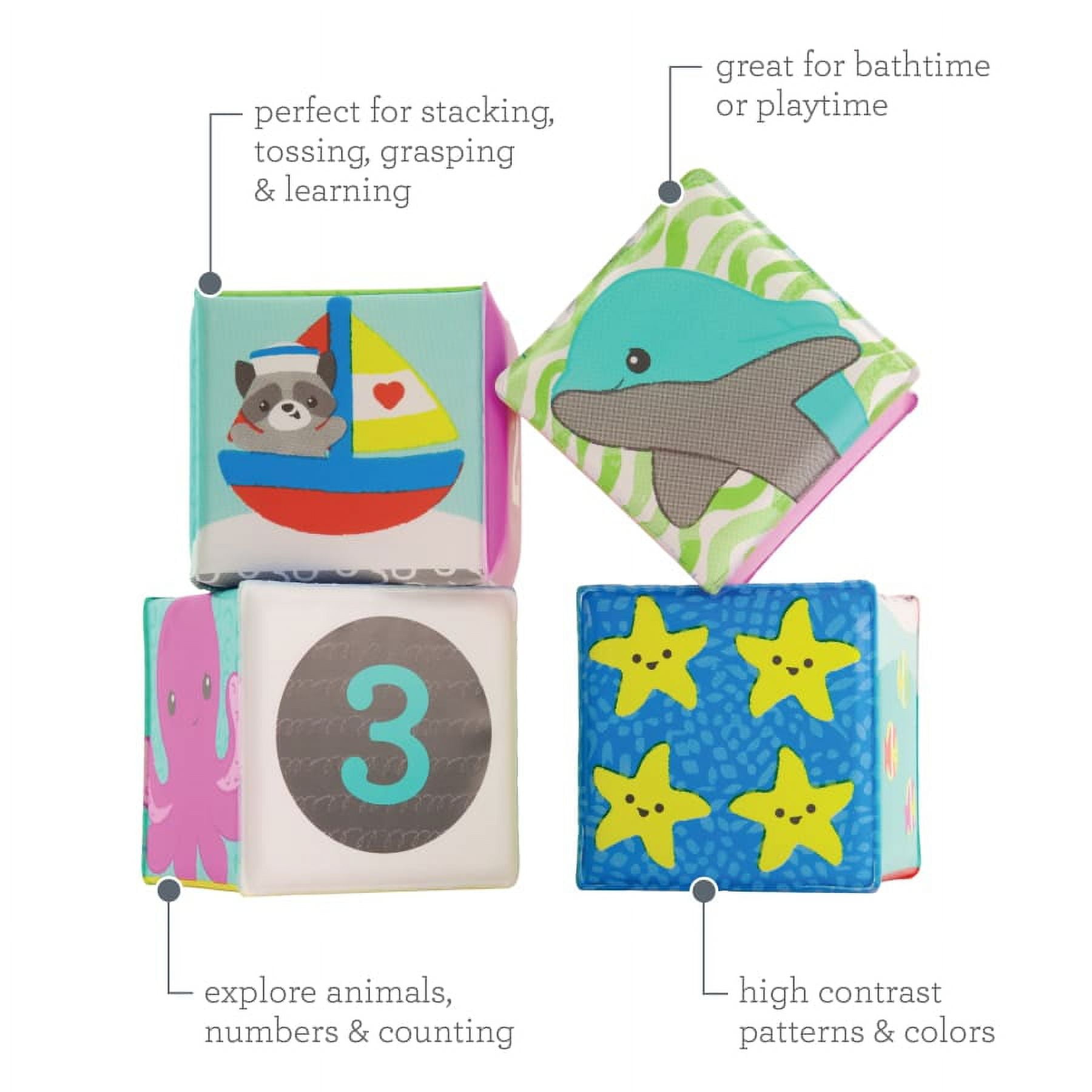 Infantino Colors and Numbers Sea Animals Bath Blocks, 0-12 Months, Multicolor