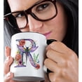 thumbnail image 2 of 3drose, Pretty Pastel Floral Insect Monogram Initial R, 11oz Two-tone Black Mug, 2 of 6