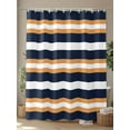 thumbnail image 4 of Fsddascl Orange Navy Blue Striped Shower Curtain Set - Small 36" x 72" Washable Bathtub Curtain with 12 Hooks, Minimalist Farmhouse Lines Waterproof Fabric Stall Shower Curtains for Bathroom/Bathtub, 4 of 6