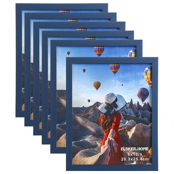 ELSKER&HOME 8x10 Picture Frame 6 Pack - Navy Blue Sturdy Wood Composite Photo Frame