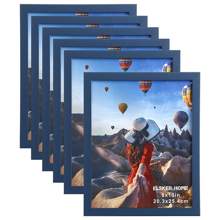 ELSKER&HOME 8x10 Picture Frame 6 Pack - Navy Blue Sturdy Wood Composite Photo Frame
