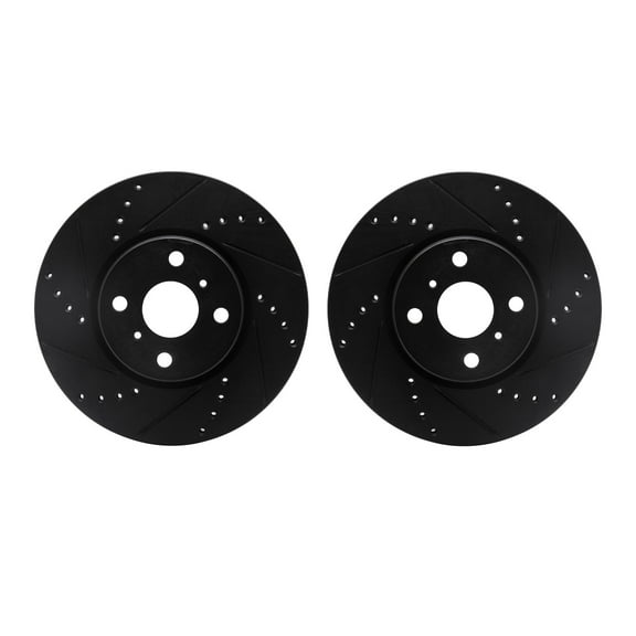 Dynamic Friction Company Front Brake Rotors-Drilled and Slotted-Black 8002-76102