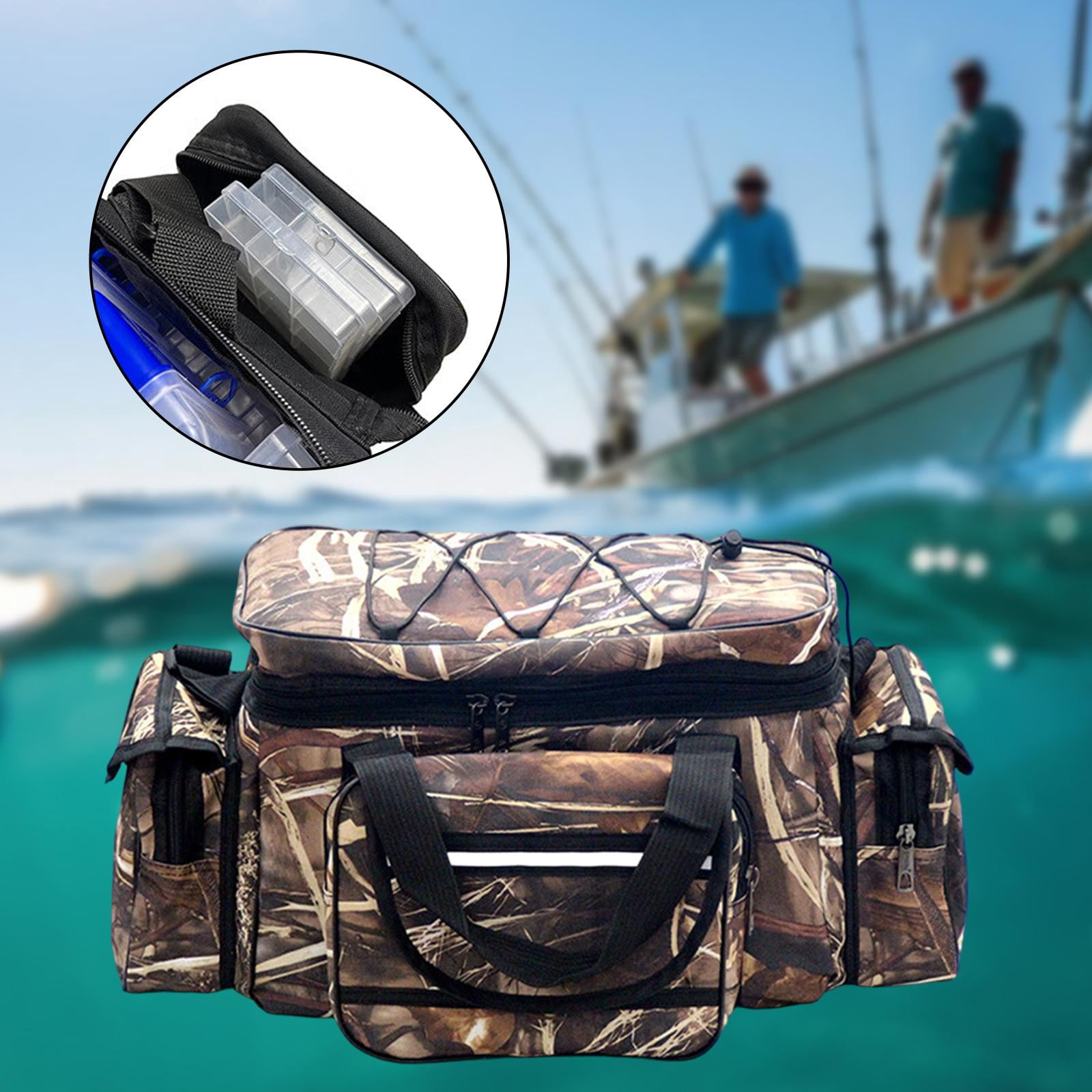 Wswqop Fishing Bag Carry Case Multipurpose Organizer Fishing Pole Reel Gear Storage Bag