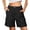 PK65_Black, variant on Womens Bermuda Shorts High Waisted Cargo Shorts with 6 Pockets Elastic Knee Length Summer Casual Shorts Army Green S