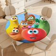 thumbnail image 4 of VeggieTales en la casa-theme Fitted Round Tablecloths Elastic Edged Table Covers Waterproof Table Cloth for Kitchen Holiday Party Tables Decor 150cm, 4 of 6