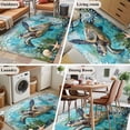thumbnail image 5 of Coastal Sea Turtle Area Rug 3x5 FT, Non Slip Entryway Bedside Carpet, Nautical Beach Starfish Coral Teal Washable Soft Floor Carpet Indoor Mat Non-Shedding Throw Rugs for Dorm Kitchen Home Office, 5 of 8