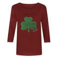 thumbnail image 4 of St. Patrick's Day Shirt for Women Ireland Large Textured Shamrock Graphic T-Shirt 3/4 Sleeve Crewneck Casual Loose Festival Apparel Irish Pride Gift, 4 of 4