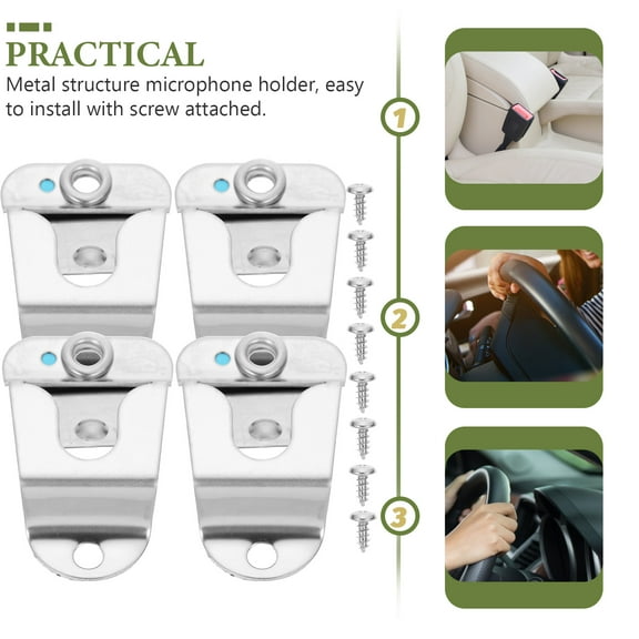 MLINS Stainless Steel CB Radio Microphone Holder Easy Install Compact Design for Headset Use Silver 4pcs