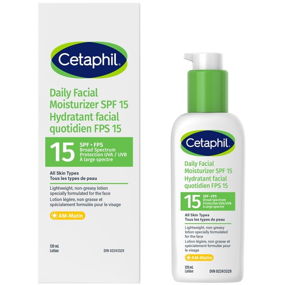 Cetaphil Hydratant Facial Quotidien Fps 15 / Hydratant pour le Visage Léger avec Protection à Grand Spectre / Sans Huile, Sans Parfum et Sans Parabènes / Non Comédogène / Recommandé par des Dermatologues