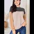 thumbnail image 4 of Camisetas Holgadas Informales de Punto con Cuello Redondo y Larga con Bloques de Color A para Mujer Negro XXL, 4 of 6