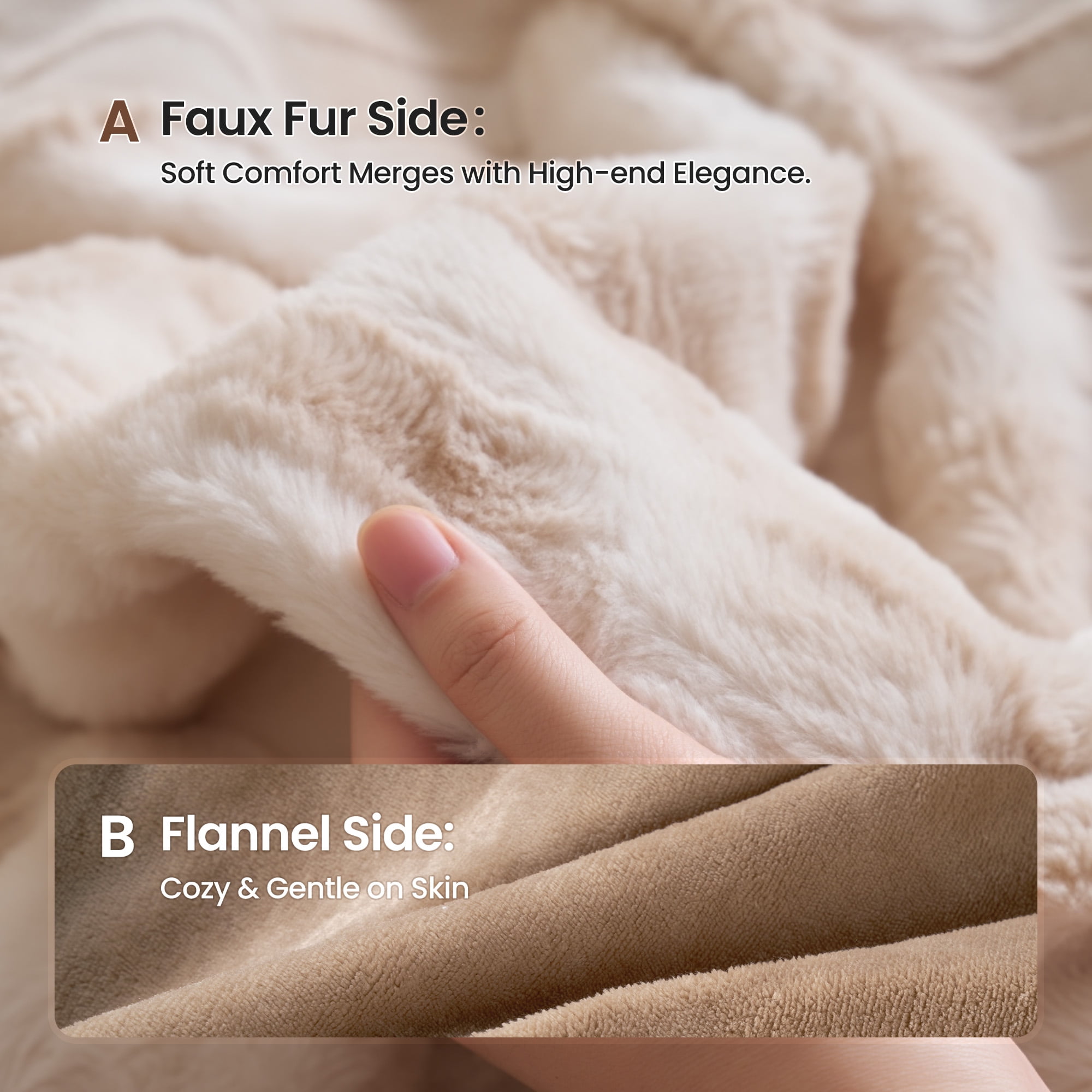 MARNUR Heated Blanket Electric Throw Extra Large Size 50"x72", Soft Faux Fur Heated Throw with 10 Heating Levels 4 Hours Timer Machine Washable, Khaki