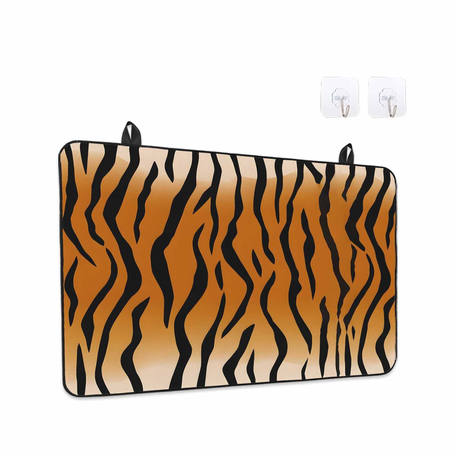 Leopard Print Stove Top Cover for Electric Stove, Heat-proof & Non Slip Glass Top Stove Cover Protector, Farmhouse Brown Black Animal Texture Kitchen Flat Cooktop Rubber Mat 24x21 Inches