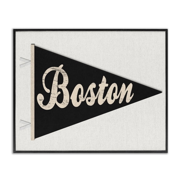 Stupell Industries Cottage Boston Pennant Black Black Framed Giclee Art, 20 x 16, by Lil' Rue