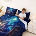 thumbnail image 3 of Feelyou Library Book Shelf Dragon Full Size Sheets for Boys Girls Kids, Gothic Moonlight Forest Animal Bed Sheets, Blue, 4pcs, 3 of 5