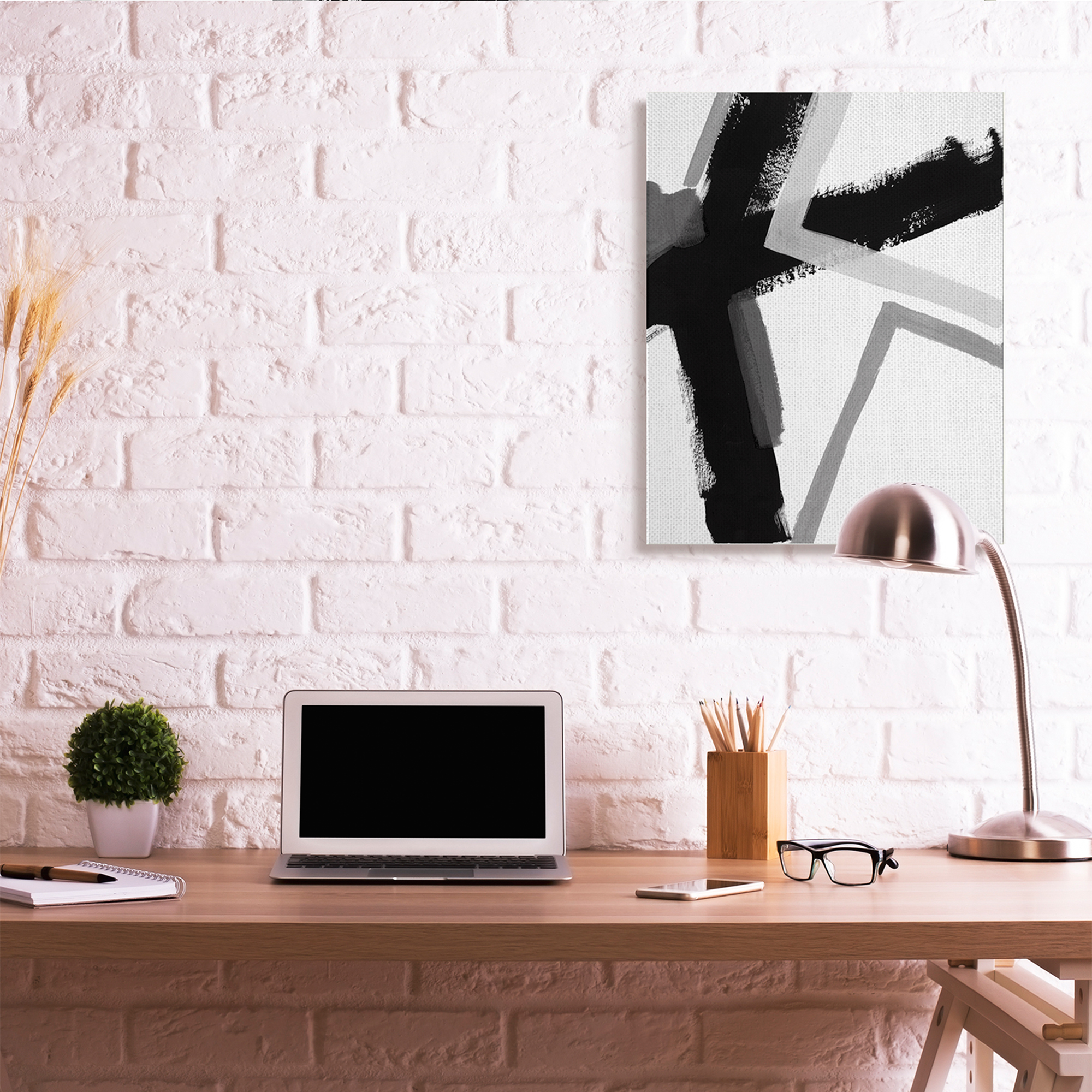 Stupell Industries Bold Angle Abstract Design Black Grey Lines Canvas Wall Art, 30 x 40, Design by June Erica Vess