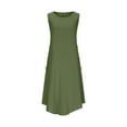 thumbnail image 4 of SMihono Loose Fit Dress for Women Fall Summer Sleeveless Crew Neck Linen Maxi Long Basic High Low Dress Women 2025 Green M, 4 of 7
