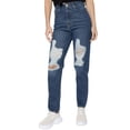 thumbnail image 1 of Pantalon De Mezclilla Para Mujer Mom Jeans Casual Rotos, 1 of 4