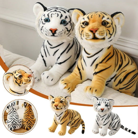Cagogo à Moins de 5 $ 2 Pcs Peluche Tigre Jouet, 23 cm Tigre Réaliste Peluche Jouet, Mignonne Poupée Tigre Blanc en Peluche, Peluche Tigre Duveteuse pour Enfants, Jouet Animal de Simulation Doux pour Enfants