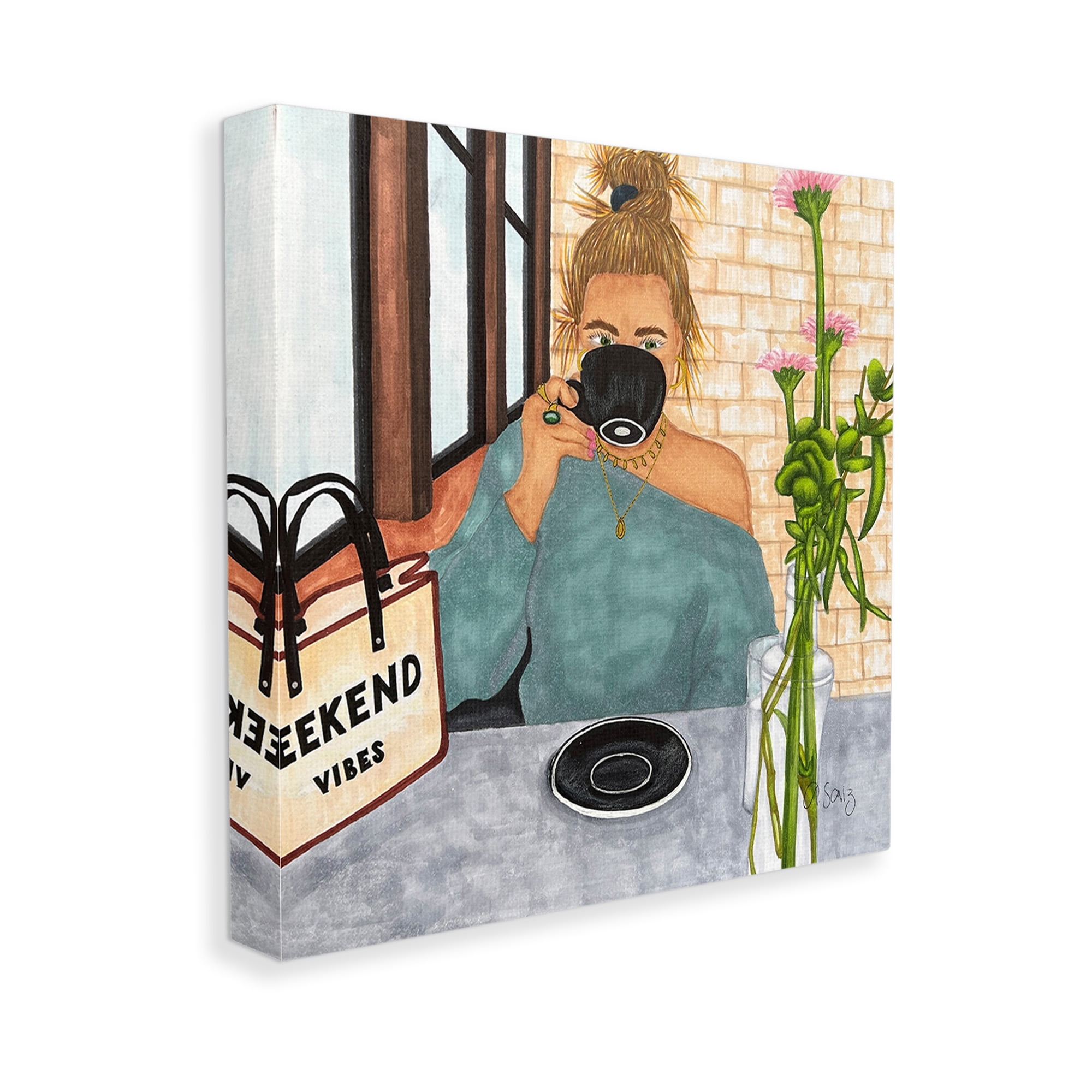 Stupell Industries Weekend Vibes at Cafe Food & Beverage Painting Gallery Wrapped Canvas Art Print Wall Art, 24 x 24