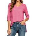thumbnail image 3 of ZORYEVY Womens Shirts 3/4 Sleeve Winter Casual Solid Color Sports V-neck Tops, 3 of 7