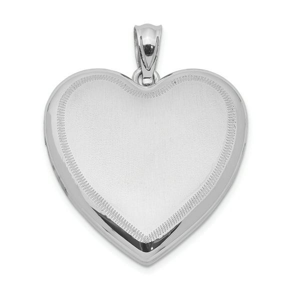 Sterling Silver Rhodium-plated Polished & Satin Heart Locket QQLS635