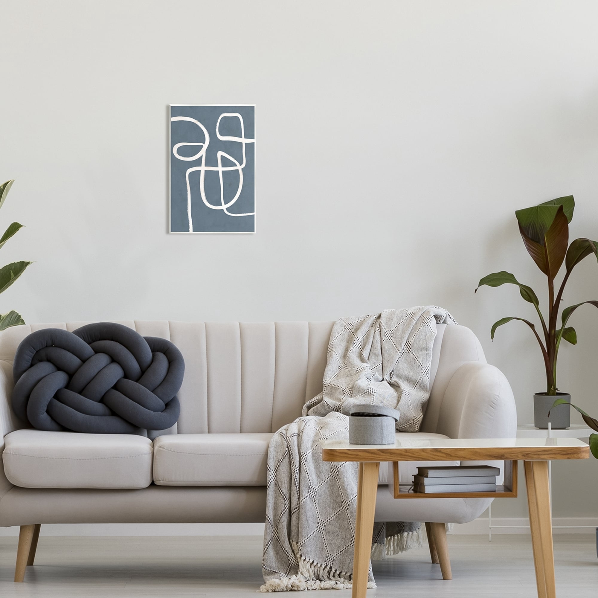 Stupell Industries Round White Squiggles Contemporary Abstract Design Graphic Art Unframed Art Print Wall Art, Design by Nina Blue
