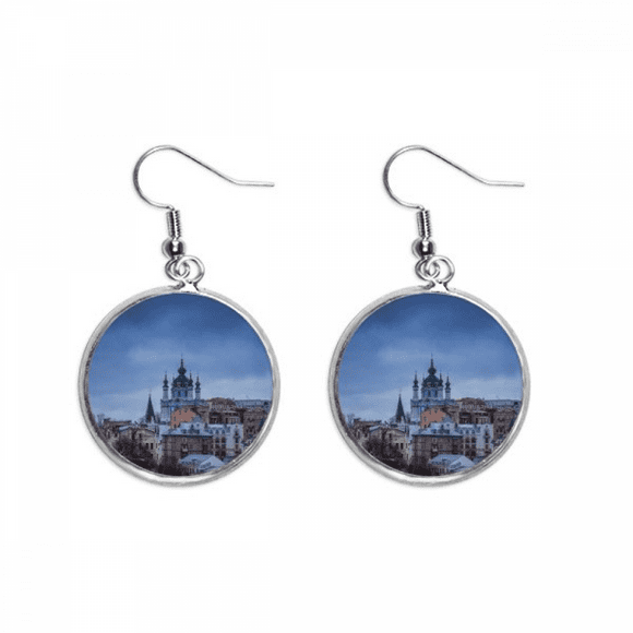 Castle Clouds Blue Sky Ear Dangle Silver Drop Earring Jewelry Woman