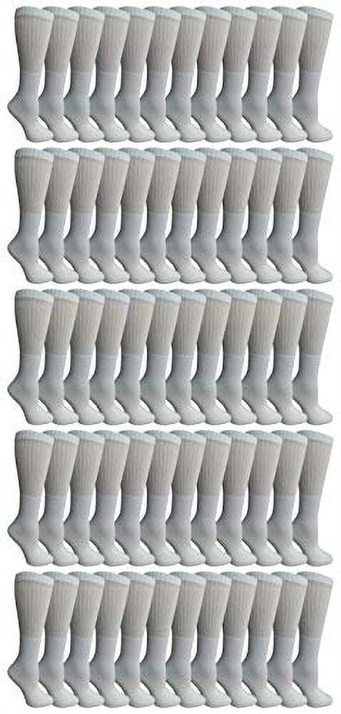 SOCKS'NBULK 60 Pairs Wholesale Bulk Sport Cotton Unisex Crew, Ankle, Tube Socks, Men Woman Children Sock Size 10-13" (Kids White Crew 6-8)