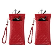 Uxcell Double Eyeglasses Case, 2 Pcs Leather Soft Glasses Cases Portable Sunglasses Pouch Organizer, Red