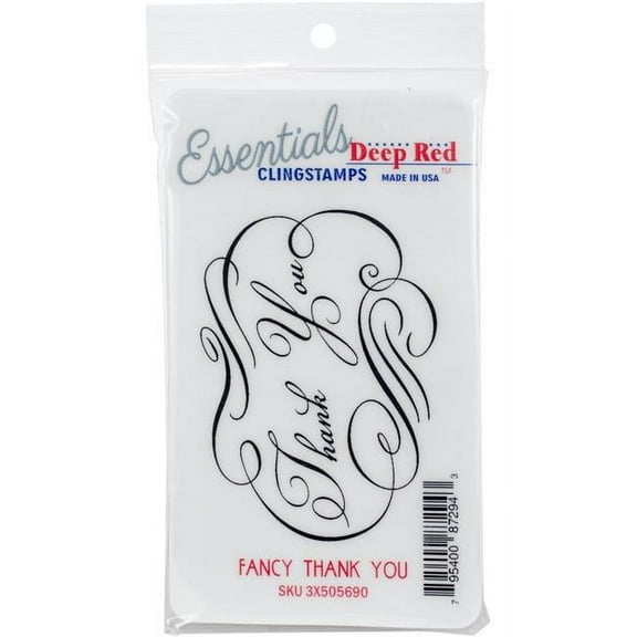 Deep Red Cling Stamp 3"X5"-Fancy Thank You
