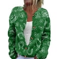 thumbnail image 2 of St. Patrick's Day Cardigan for Women Lucky Irsh Long Sleeve Shamrock Printed Cardigan Knit Open Front St. Patrick's Day Outfits, 2 of 5