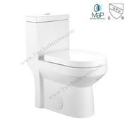 GALBA Small Toilet 24.5" Long X 13.5" Wide X 28.5" High Inch 1-Piece 24" 25" Short Compact Bathroom Tiny Mini Commode Water Closet Dual Flush