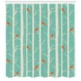 thumbnail image 3 of Ambesonne Nature Shower Curtain, Dotted Tree and Birds, 69"Wx84"L, Sea Green Orange, 3 of 3