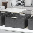 thumbnail image 4 of Sorbus Storage Box Woven Basket Bin Container Tote Cube Organizer Set Stackable Storage Basket Woven Strap Shelf Organizer Built-In Carry Handles (Woven Basket Set - 3 Piece, Gray), 4 of 7
