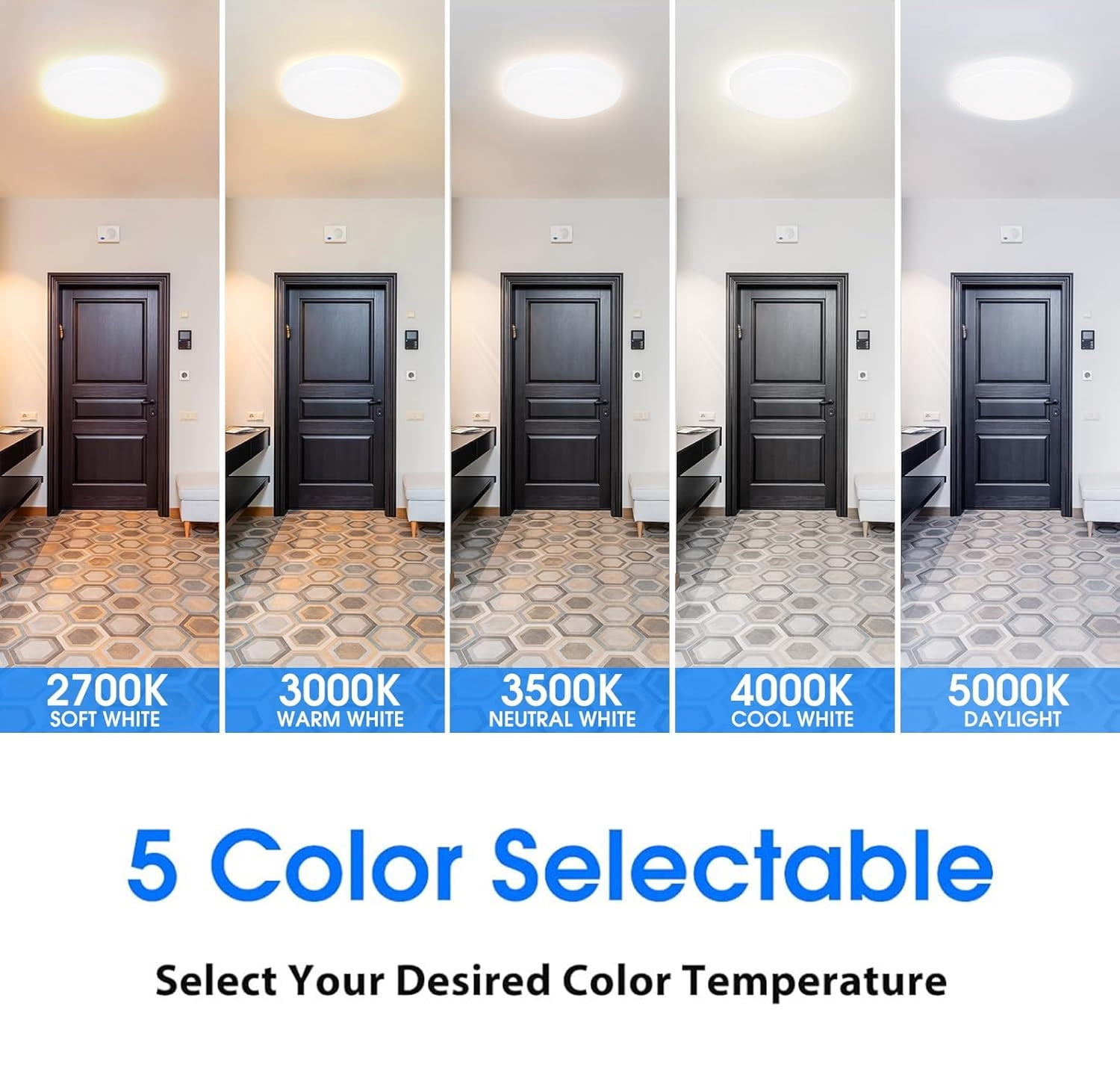ENERGETIC 13" LED Ceiling Light 1540 LM 5CCT Flush Mount, Dimmable and 3 Watts Selectable, 6 Pack