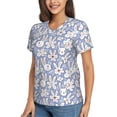 thumbnail image 5 of Yiaed Rabbit And Floral Print Women's T Shirt V-Neck Short Sleeve Shirt Casual Breathable Tee Summer Tops-XX-Large, 5 of 5