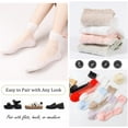 thumbnail image 4 of 5 Pairs Sheer Floral Socks for Women, Embroidered Mesh Lace Ankle Socks, Breathable Summer Cute Transparent Stockings, 4 of 7