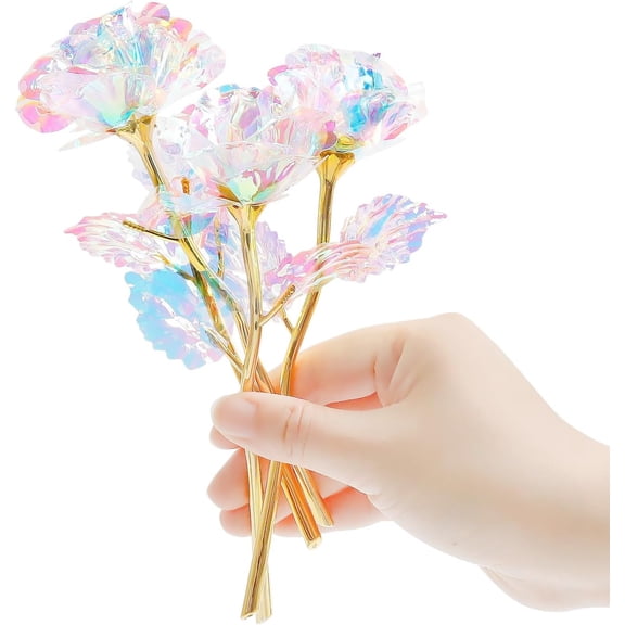 20 Pcs Galaxy Rose Artificial Flowers, Rainbow Crystal Foil Rose Gift Set, Colorful Decorative Rose Flowers for Valentine’s Day, Mother’s Day, Birthday, Wedding, Anniversary Gifts