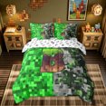 thumbnail image 3 of meiyoeat Pixel Grass B Initial Twin Bedding for Boys, Gamer Block Monogram Bedding Comforter Set, Green Brown, Gamepad Reversible, 7pcs, 3 of 6