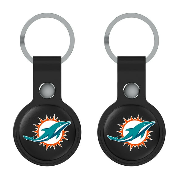 Keyscaper Black Miami Dolphins Two-Pack AirTag Holders