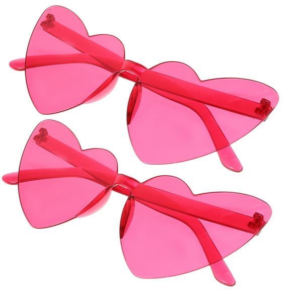 2pcs Rimless Sunglasses for Outdoor Activities and Parties with Heart Shaped Design