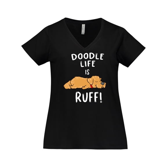 Inktastic Doodle Life is Ruff Golden Doodle Women's Plus Size V-Neck T-Shirt