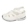 thumbnail image 3 of EliteGoogv Womens Closed Toe Sandals Wedge Heel Hollow Out Sandals For Women Adjustable Strap On Outdoor Walking Shoes Summer Beach Shoes White US :9, 3 of 8