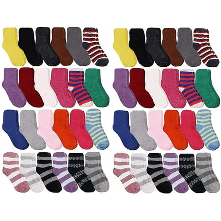 

SOCKS NBULK 48 Pairs of Womens Fuzzy Socks in Bulk Furry Soft Warm Cozy Sock Packs Wholesale Colorful Winter Sock (48 Pairs Striped)