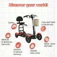 thumbnail image 4 of Dragon Mobile 4 Wheel Compact Travel Mobility Scooter - 300 lbs All Terrain Scooter for 2 Person w/ Front Basket Included - Matte Red, 4 of 8
