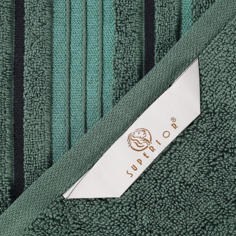 Superior Sadie Zero Twist Cotton Floral 9 Piece Towel Set, Forest Green