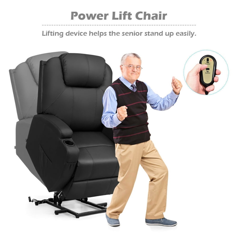 Finihen Massage Recliner Chair, Power Lift Recliner Chair with Massage and Heat for Elderly with Remote, for Living Room, Bedroom, Black